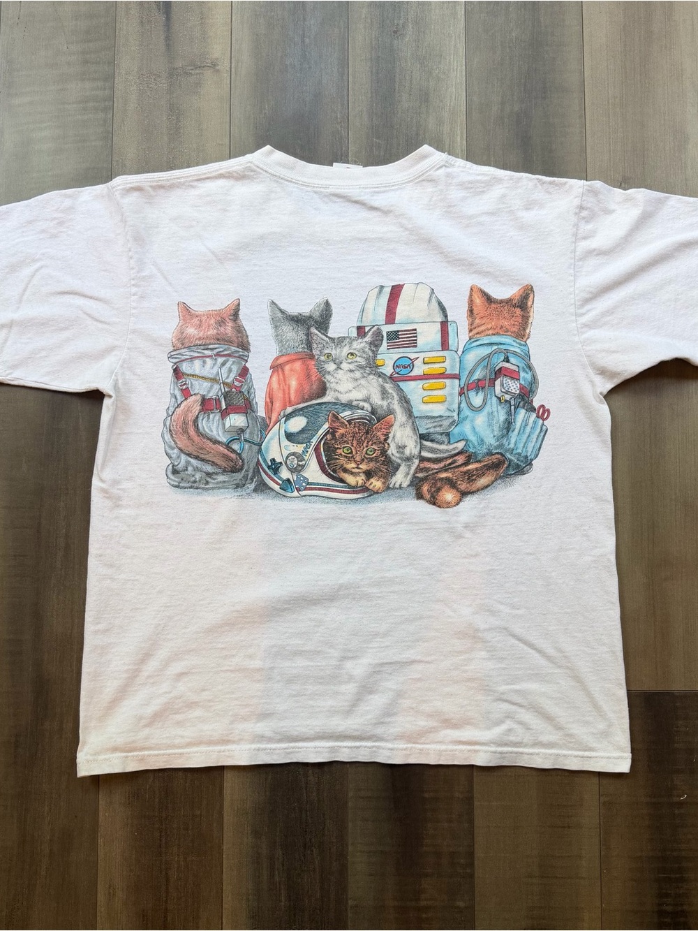 Vintage Y2K Prints Of Tails Kennedy Space Center Cat T-Shirt Size Medium AOP - Picture 3 of 7